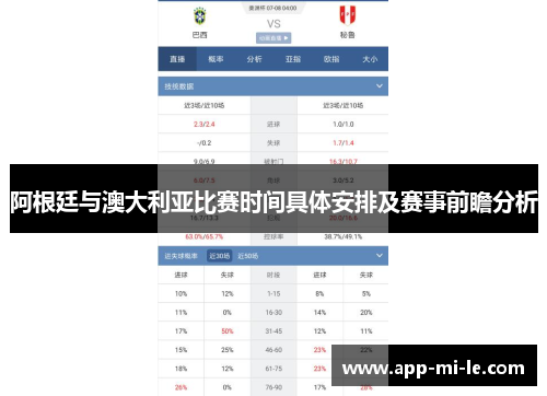阿根廷与澳大利亚比赛时间具体安排及赛事前瞻分析